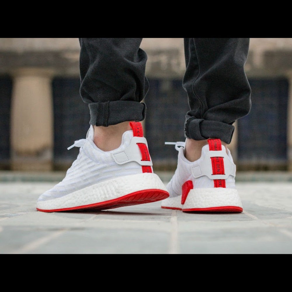 Adidas NMD R2 white and red